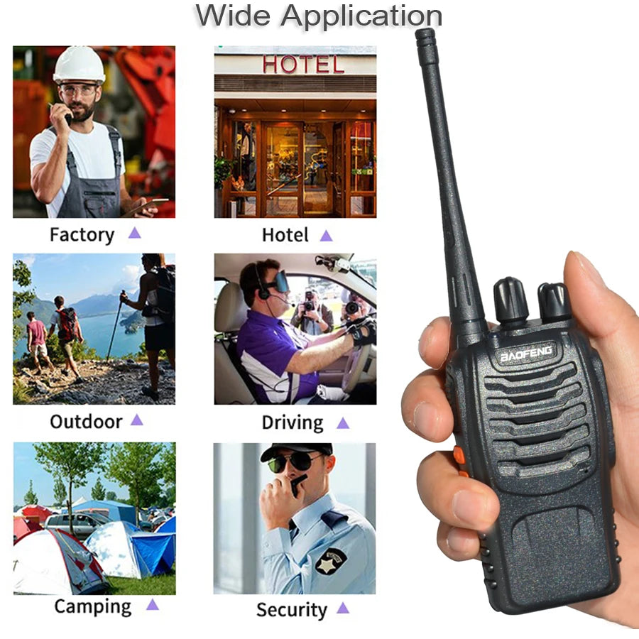2PCS Baofeng BF 888S Walkie Talkie UHF BF888S Long Range Two Way Ham Portable Radio Transceiver for Hunting Hotel Receiver