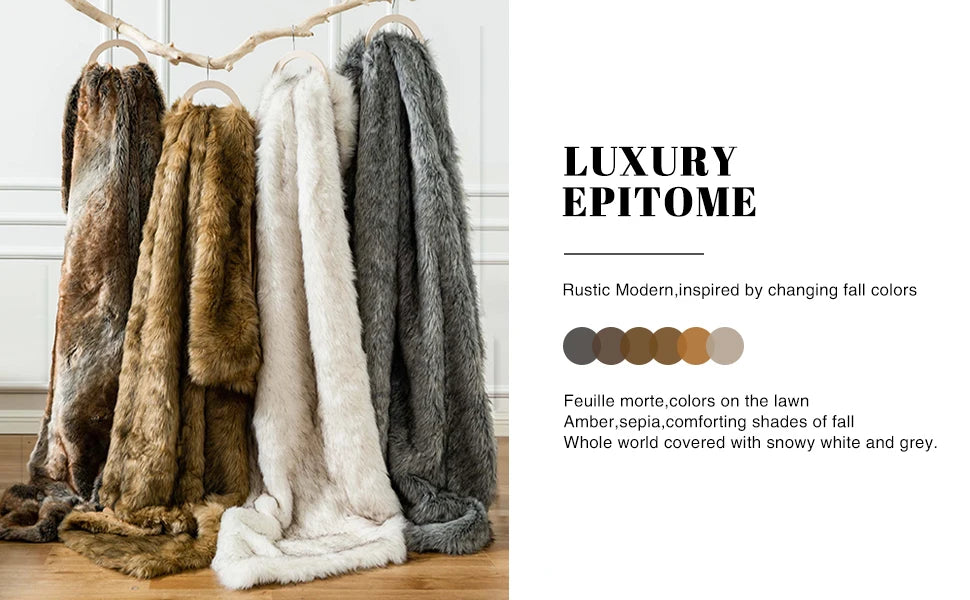 Battilo Faux Fur Throw Blanket Luxury Decorative Sofa Blankets Thick Warm Fur Blanket Soft Fluffy Plaid Throws For Bed King Size