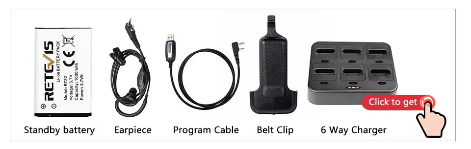 RETEVIS RT622 Walkie Talkie Mini 2 pcs PMR 446 Portable Two-way Radio ht PTT Walkie-talkies Communication Radio for Restaurant