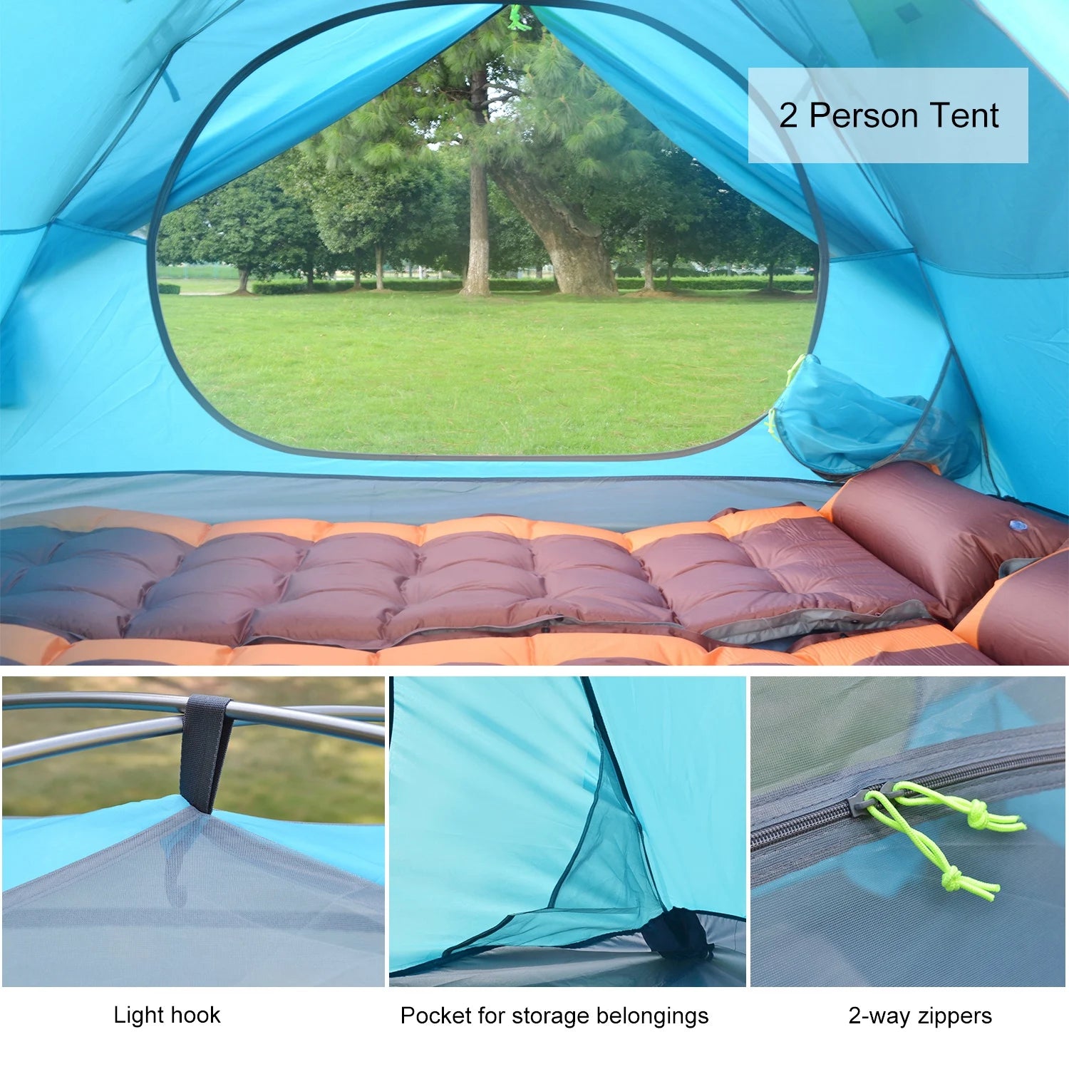 Backpacking Camping Tent, Lightweight 1-3 Person Tent Double Layer Waterproof Portable Aluminum Poles Travel Tents