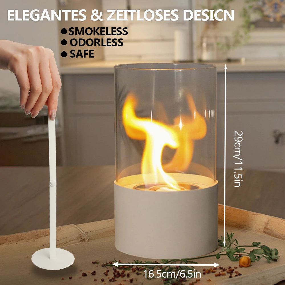 RTS Popular Tabletop Fireplace Personal Smokeless Ethanol Fire Pit Alcohol Heater With Glass Tube