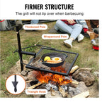 VEVOR Swivel Campfire Grill, Fire Pit Grill Grate Over Fire Pits Heavy Duty Steel Grill Grates 360° Adjustable Open Fire Outdoor