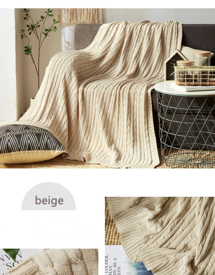 100% Cotton High quality Sheep velvet Blankets Winter warmth Knitted wool blanket Sofa/Bed cover quilt Knitted blanket