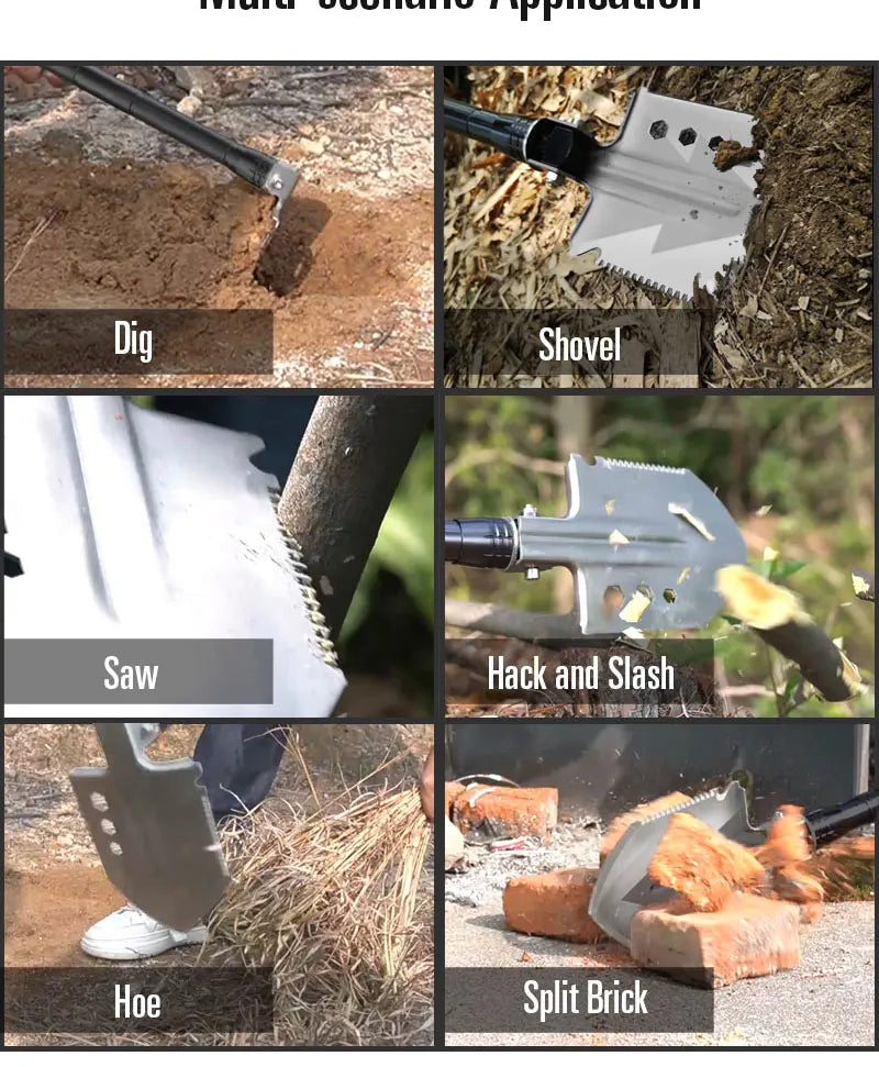 MT14102 Survival Folding Shovel Aluminum Tactical Search Shovel Car Snow Shovels Garden Tool Multi-function Shovels For Military