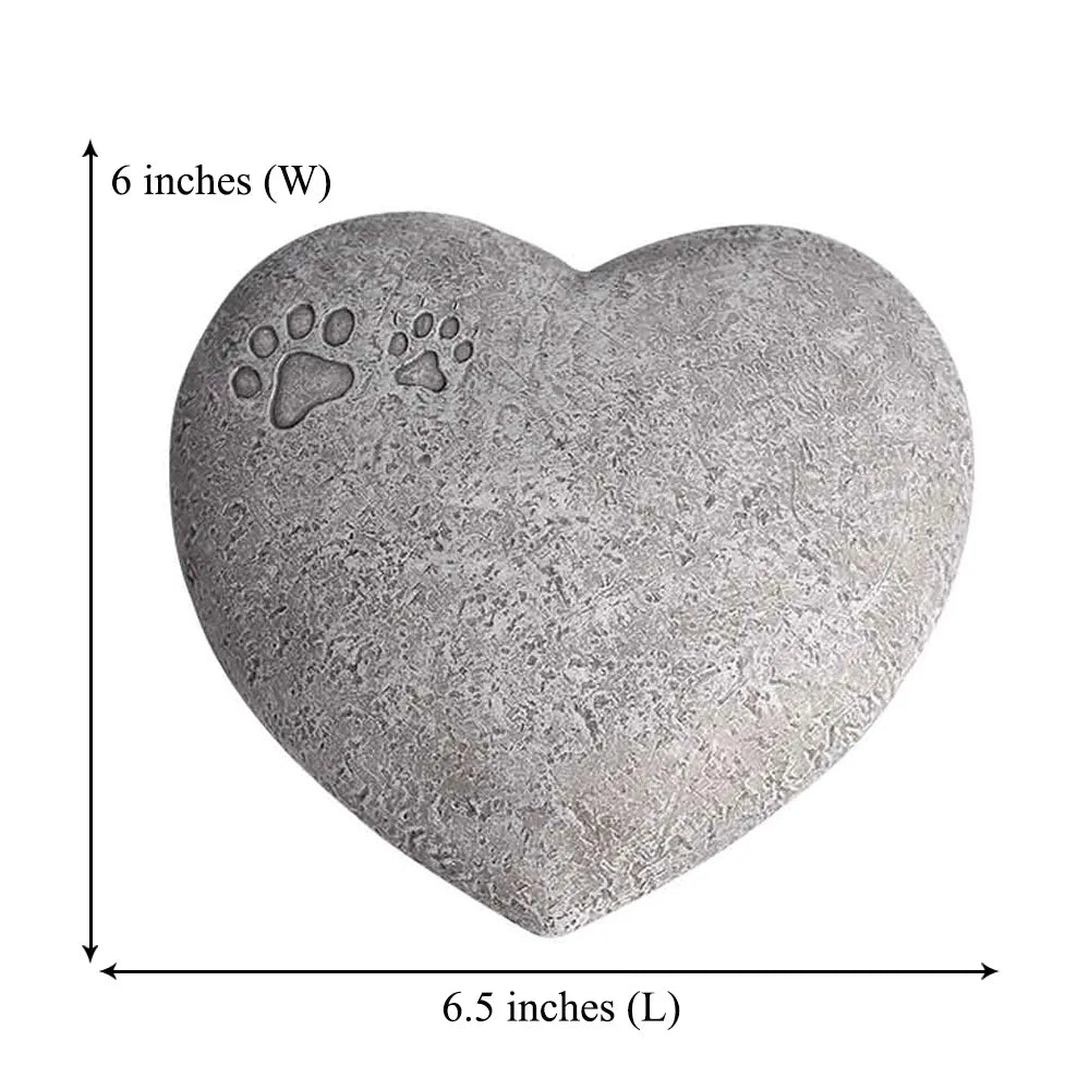 New Cat Dog Heart Shaped  Paw Print Remembrance Memorial  Stone Grave Marker for Outdoor Tombstone Or Indoor Display Pet Gift.