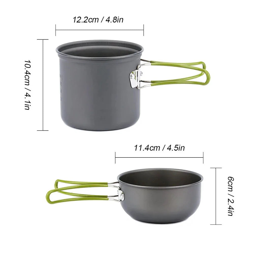 Camping Cookware Kit with Stove Outdoor Cooking Set  Outdoor Pot Travel Tableware Kitchen Hiking Picnic BBQ