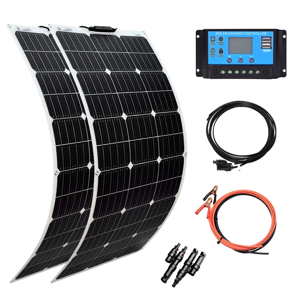 300W Flexible Solar Panel Kit 200W 18V 100W Monocrystalline Panel Solar cell Camping Car RV Battery Charger Home Solares Paneles