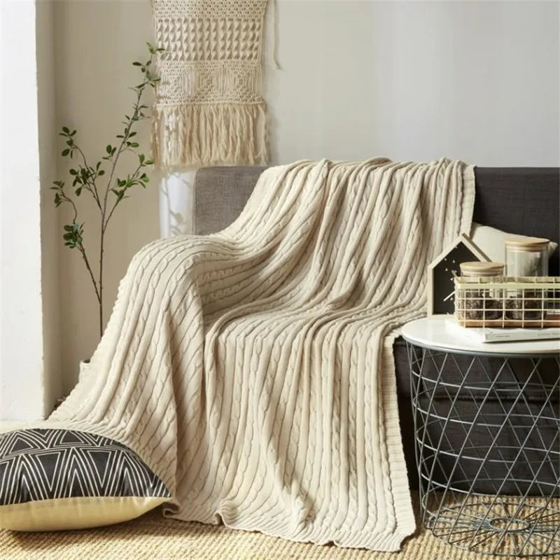 100% Cotton High quality Sheep velvet Blankets Winter warmth Knitted wool blanket Sofa/Bed cover quilt Knitted blanket