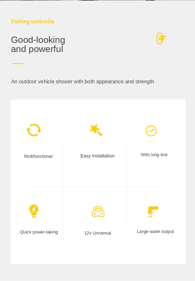 Portable Camping Shower Hiking Travel 12V Car Cigarette Lighter Outdoor Bath Shower of Plant Watering Car Cleaning Pet Bath Pump