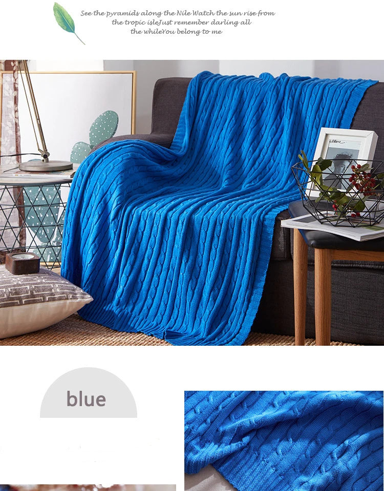 100% Cotton High quality Sheep velvet Blankets Winter warmth Knitted wool blanket Sofa/Bed cover quilt Knitted blanket