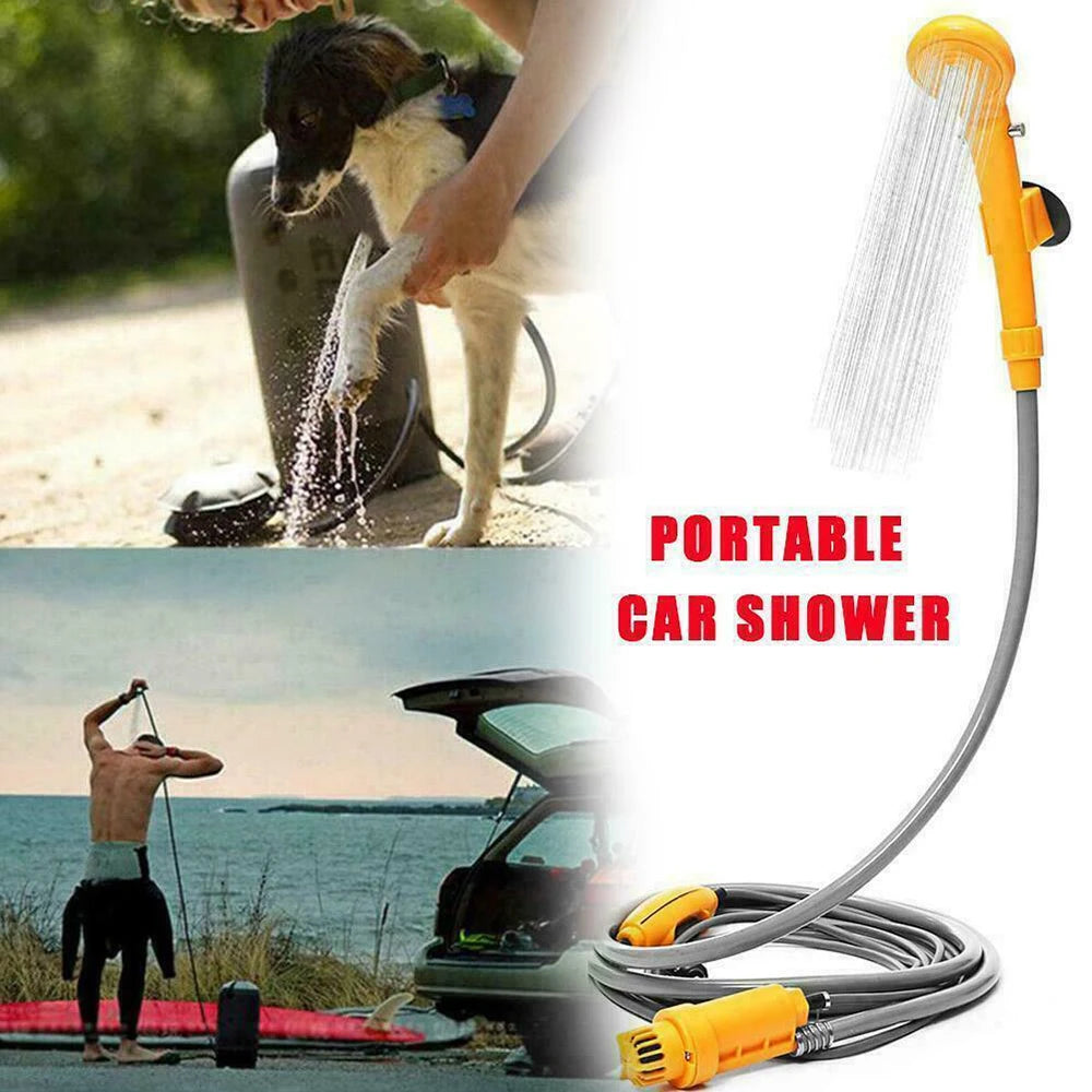 Portable Camping Shower Hiking Travel 12V Car Cigarette Lighter Outdoor Bath Shower of Plant Watering Car Cleaning Pet Bath Pump