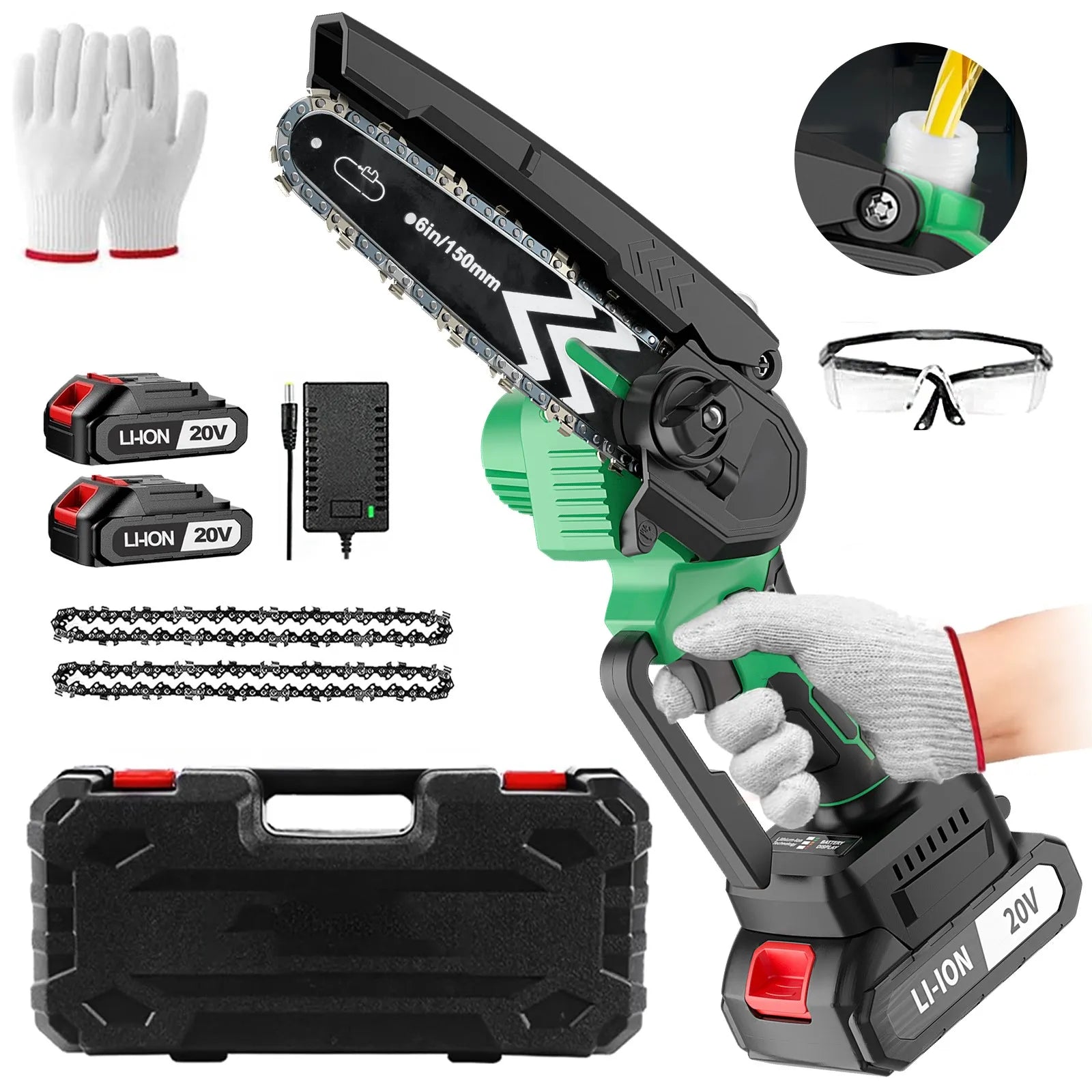 Powerful 20V Cordless Chain Saw DIY Industrial Grade Power Tools for Wood Cutting Local US Warehouse Battery Source