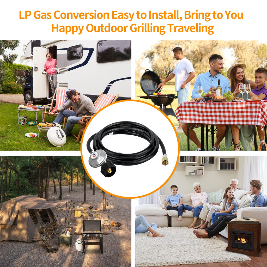 Gas Grill Regulator with LPG Hose 6 Feet Low Pressure 25-250PSI for Most LP Gas Grill like Weber, Heater and Fire Pit