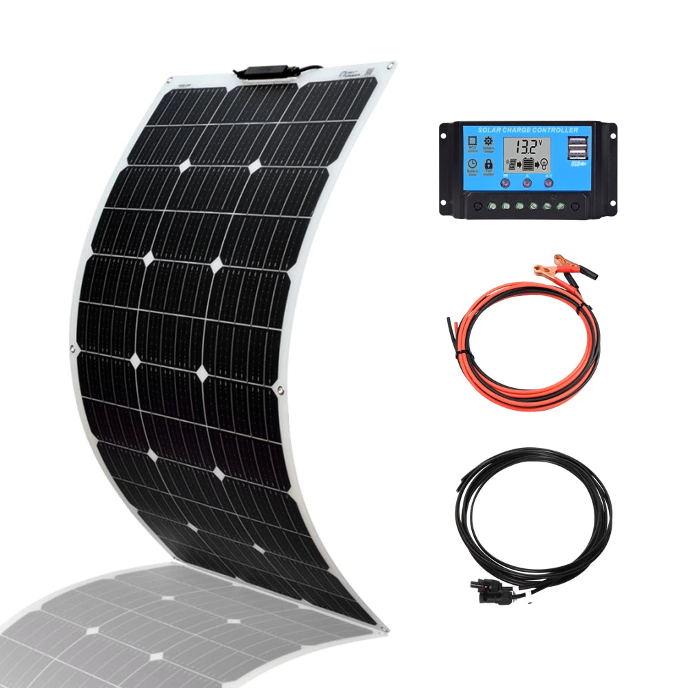 300W Flexible Solar Panel Kit 200W 18V 100W Monocrystalline Panel Solar cell Camping Car RV Battery Charger Home Solares Paneles
