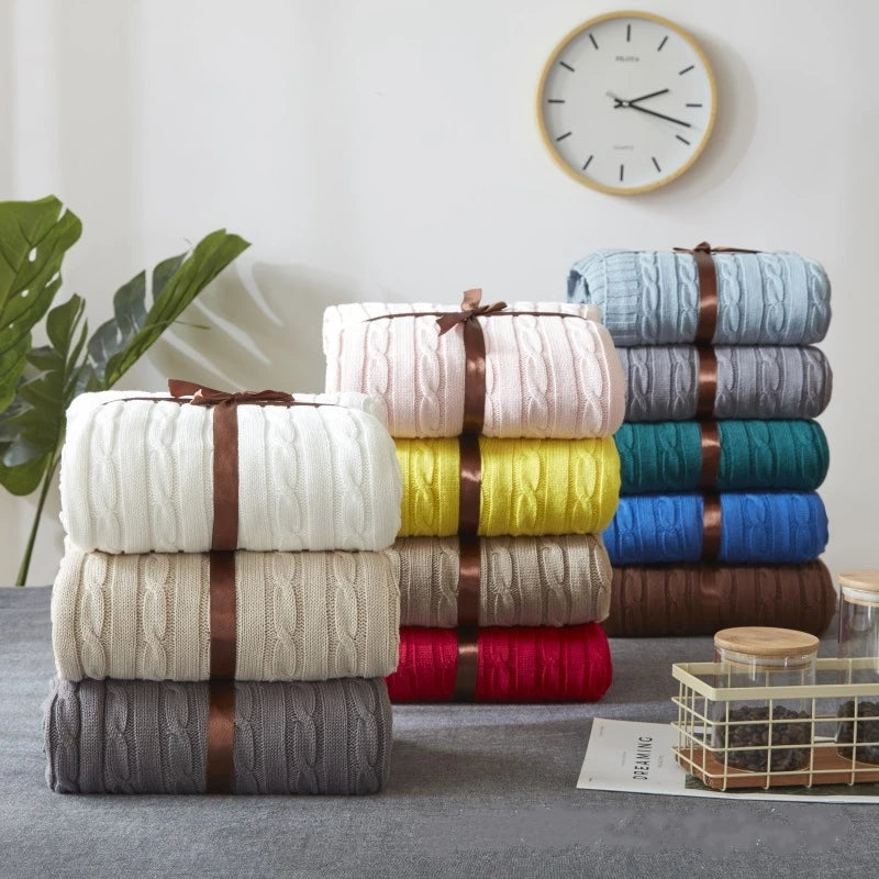 100% Cotton High quality Sheep velvet Blankets Winter warmth Knitted wool blanket Sofa/Bed cover quilt Knitted blanket
