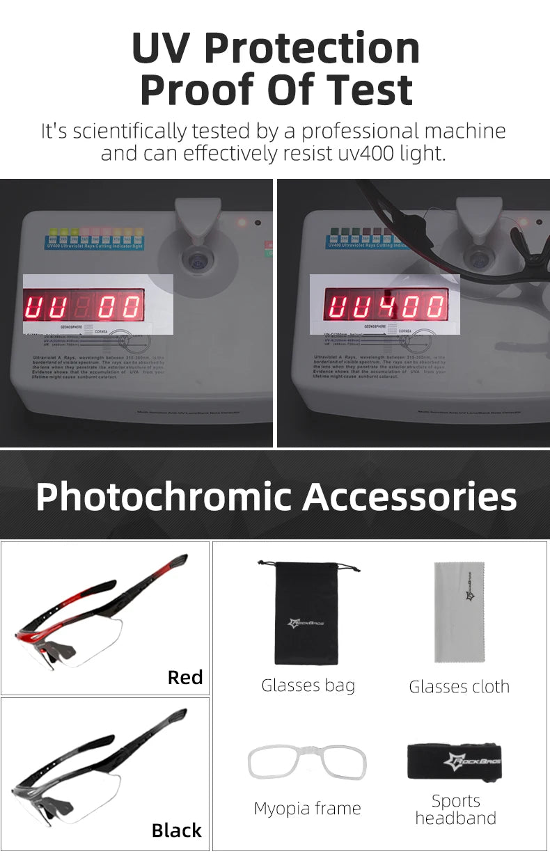 ROCKBROS Polarized Cycling Glasses  Clear Bike Glasses Eyewear UV400 Outdoor Sport Sunglasses Men Women Cycling Sunglasses