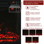 43'' W Crushed Diamonds Mirrored Electric Fireplace & Heater With LED Flame