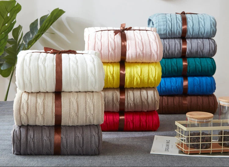 100% Cotton High quality Sheep velvet Blankets Winter warmth Knitted wool blanket Sofa/Bed cover quilt Knitted blanket