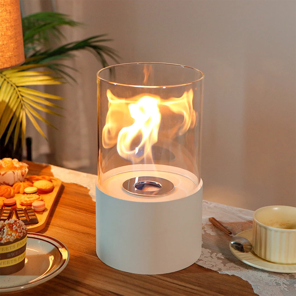 RTS Popular Tabletop Fireplace Personal Smokeless Ethanol Fire Pit Alcohol Heater With Glass Tube