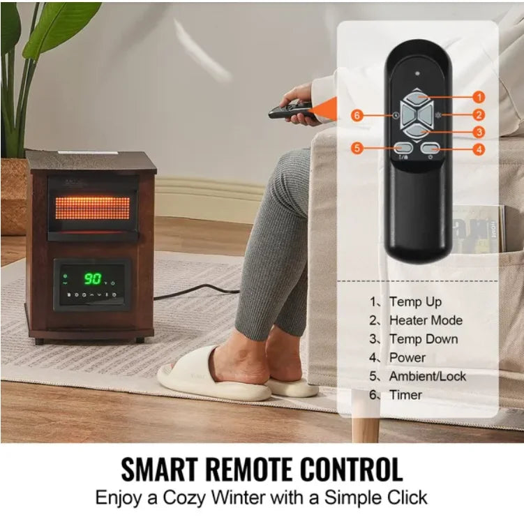 VEVOR FCJ 1500W Remote Control Infrared Panel Heater Electric Space Heater for Bathroom Installation EU Plug Desktop