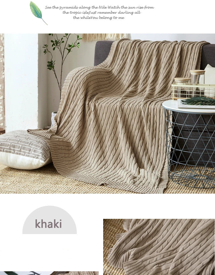 100% Cotton High quality Sheep velvet Blankets Winter warmth Knitted wool blanket Sofa/Bed cover quilt Knitted blanket