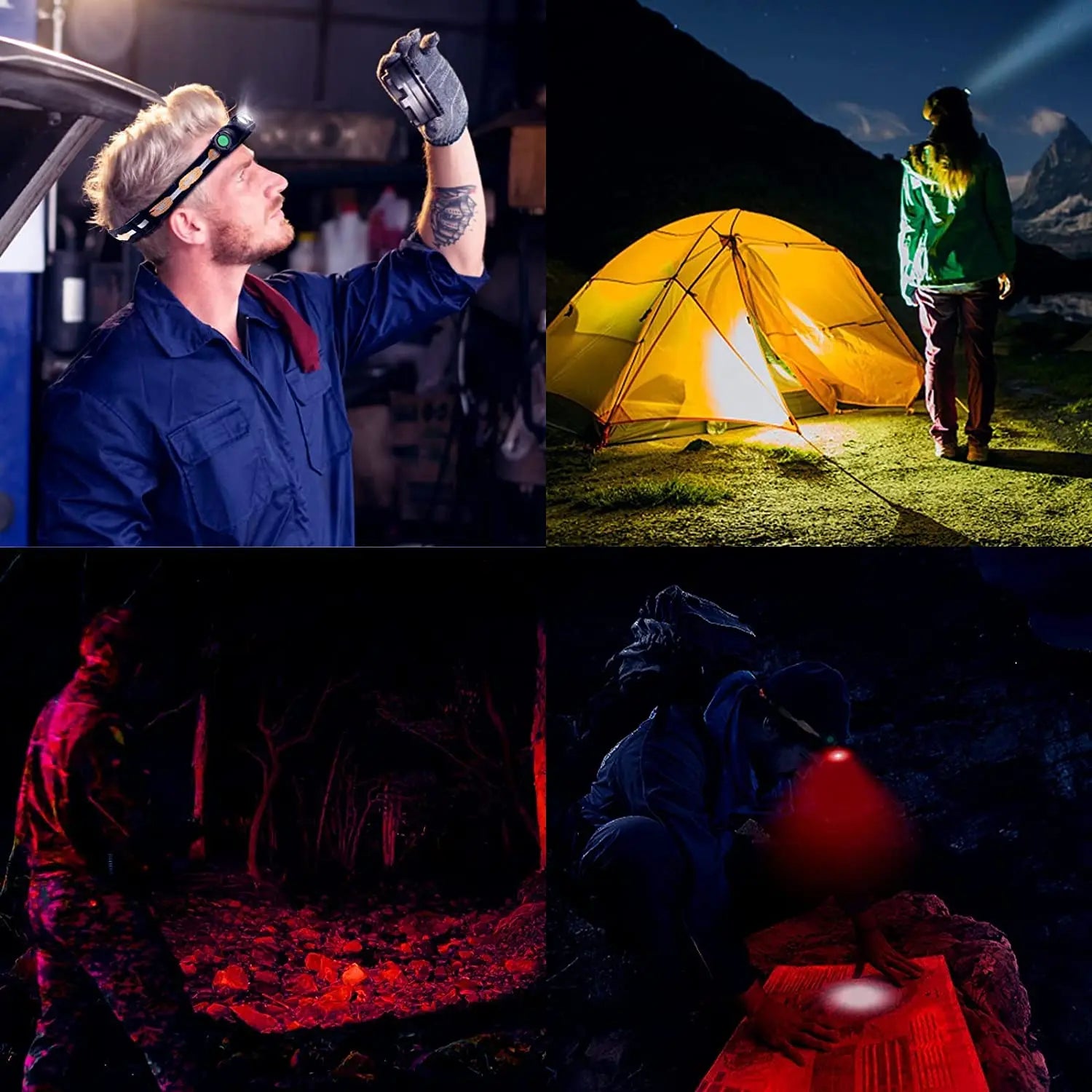 H25LR LED Rechargeable Headlamp Powerful Head Flashlight with 90 High CRI Bright White Light and 660nm Deep Red Torch