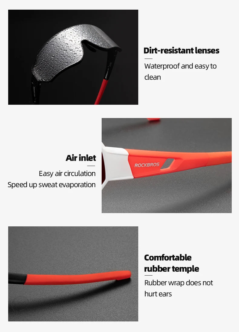 ROCKBROS Polarized Cycling Glasses  Clear Bike Glasses Eyewear UV400 Outdoor Sport Sunglasses Men Women Cycling Sunglasses