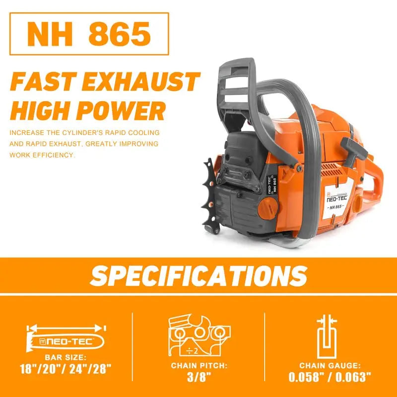 Hot Selling in the US NEOTEC 65CC Gasoline Chain Saw Petrol Chainsaw for Wood Cutting 365 Firewood Cutting Chainsaw