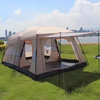 Best Selling 4-Person Large Outdoor Family Camping Eco Tent Durable Oxford Mesh Fabric Two Bedrooms Movable Aluminum Glamping