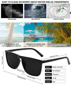 Mens Sunglasses Polarized Brand Designer Luxury Anti-glare Car Glasses Fashion Square Male Sun glasses Black Shades Goggle UV400