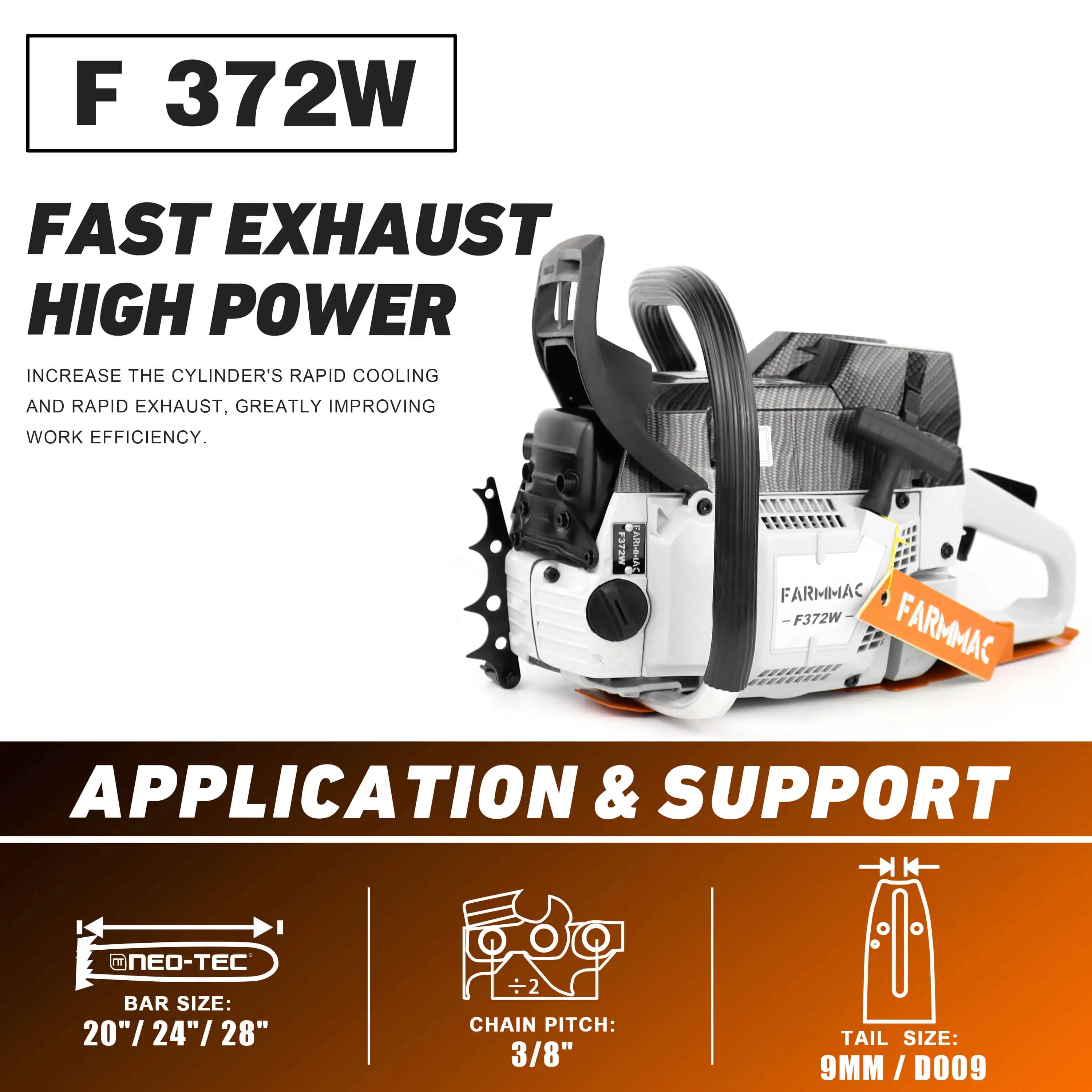 Hot Selling in the US NEOTEC 380 372XP Cylinder 2-stroke Gasoline 72cc Chain Saw Petrol Chainsaw Motosierras for 25/28''/36''