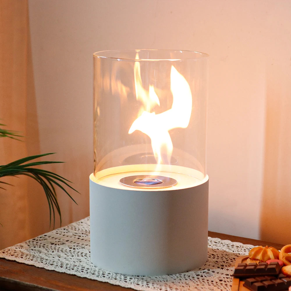 RTS Popular Tabletop Fireplace Personal Smokeless Ethanol Fire Pit Alcohol Heater With Glass Tube