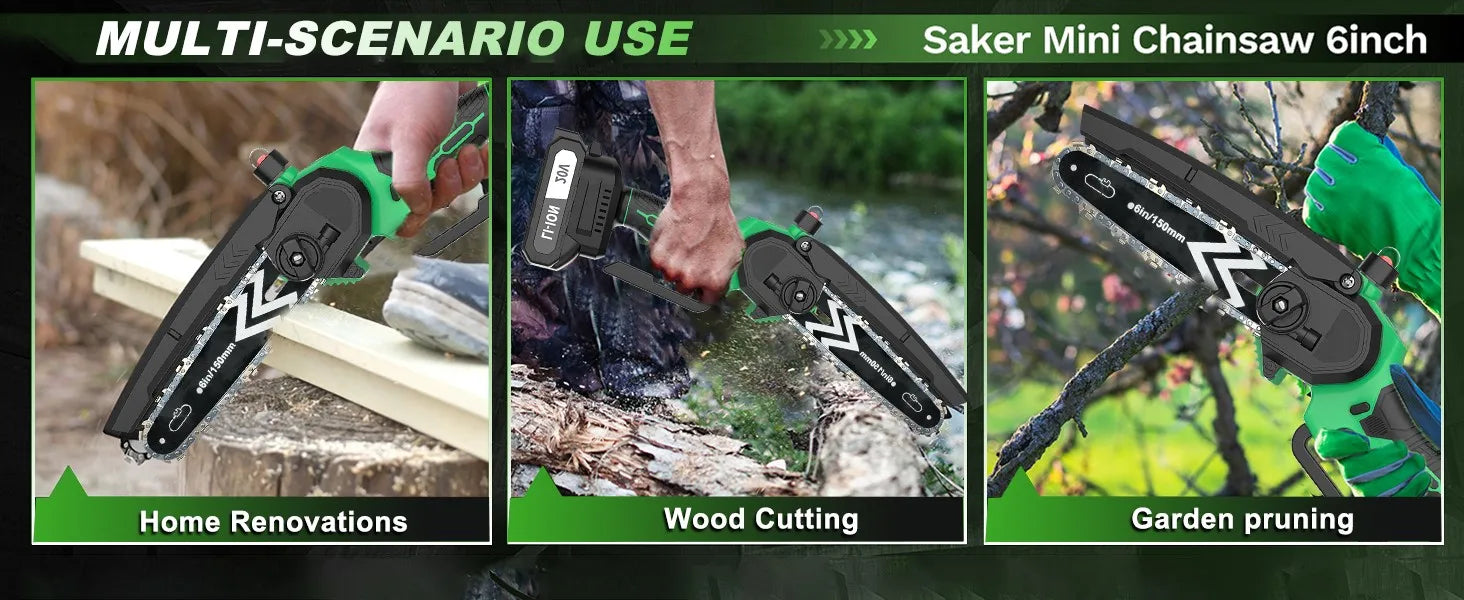 Powerful 20V Cordless Chain Saw DIY Industrial Grade Power Tools for Wood Cutting Local US Warehouse Battery Source