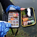 Bimoo 120pcs Wet Dry Nymph Fishing Fly Kit Woolly Buggers Streamers Emerger Worms Bass Trout Grayling Panfish Fishing Lure Bait