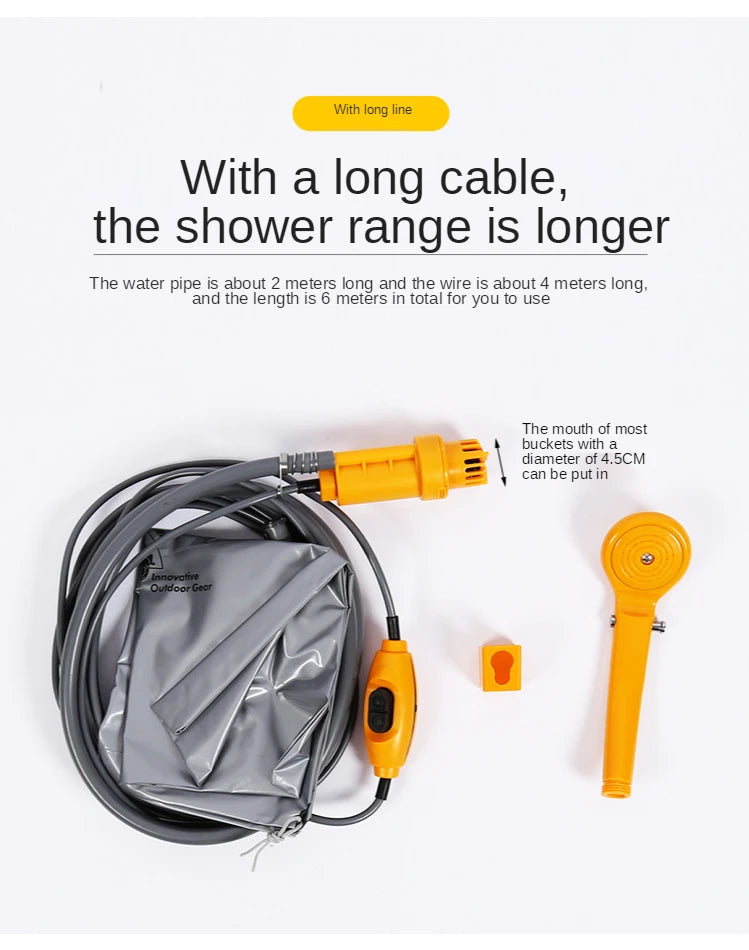 Portable Camping Shower Hiking Travel 12V Car Cigarette Lighter Outdoor Bath Shower of Plant Watering Car Cleaning Pet Bath Pump