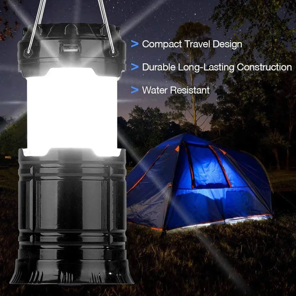 3 Lighting Modes Camping Lamp Solar Powered Flashlight Portable T