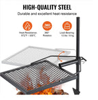 VEVOR Swivel Campfire Grill, Fire Pit Grill Grate Over Fire Pits Heavy Duty Steel Grill Grates 360° Adjustable Open Fire Outdoor
