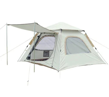 Best Selling 4-Person Large Outdoor Family Camping Eco Tent Durable Oxford Mesh Fabric Two Bedrooms Movable Aluminum Glamping