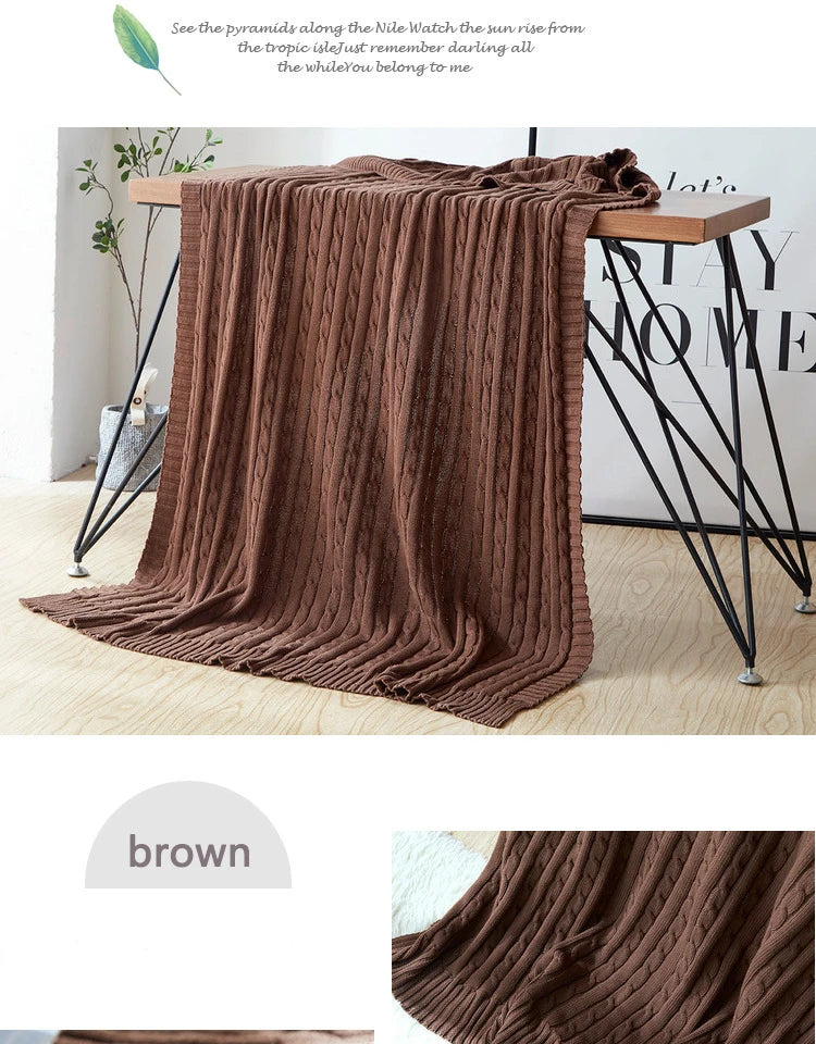 100% Cotton High quality Sheep velvet Blankets Winter warmth Knitted wool blanket Sofa/Bed cover quilt Knitted blanket