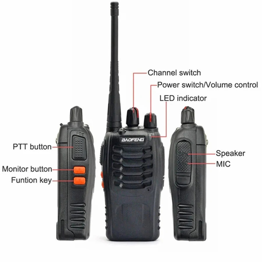 2PCS Baofeng BF 888S Walkie Talkie UHF BF888S Long Range Two Way Ham Portable Radio Transceiver for Hunting Hotel Receiver