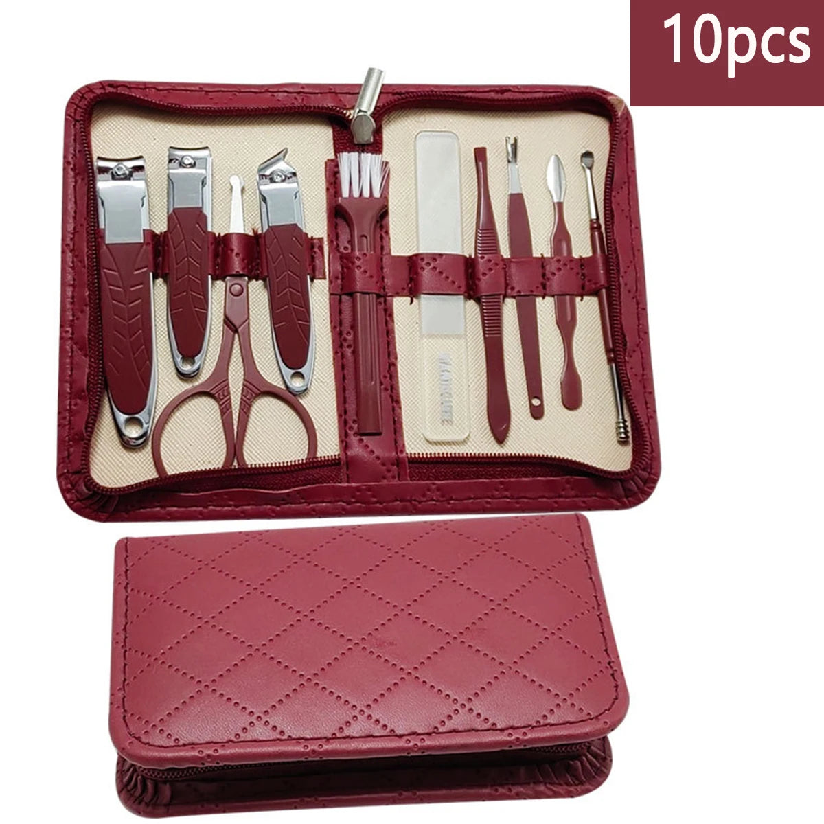 10/42 pcs nail clipper kit new zipper leather bag stainless steel manicure set manicure for fingernails toenails manicure tools