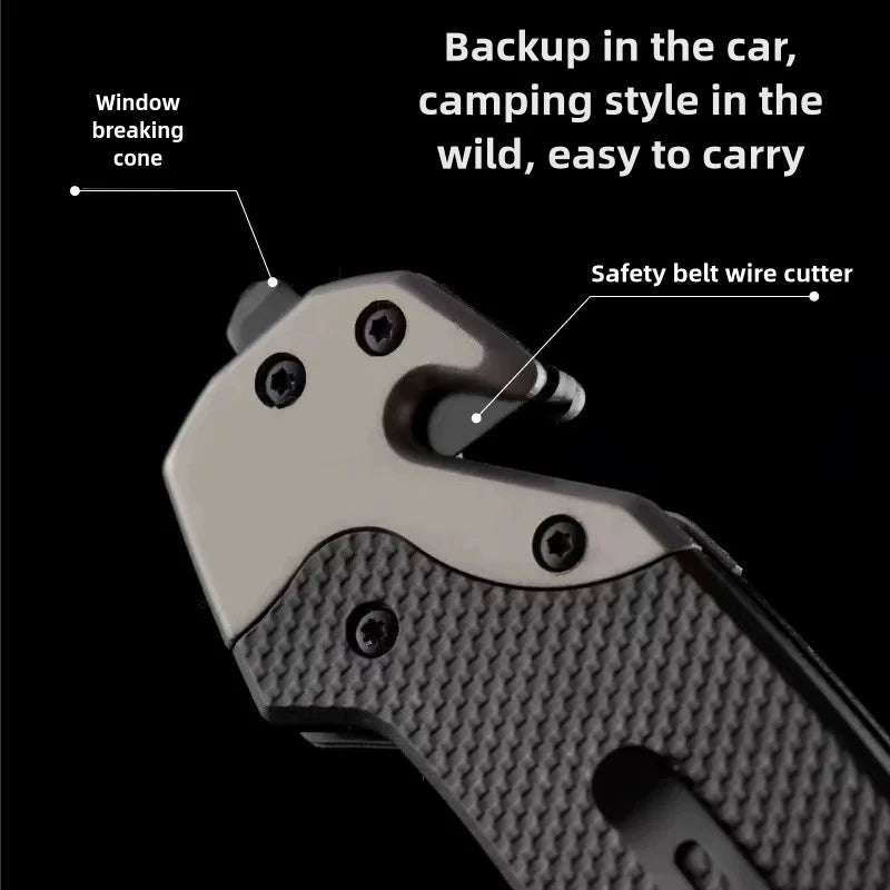 Folding knife with clip, EDC small knife with webbed opening and padded lock, outdoor survival camping hunting fishing knife