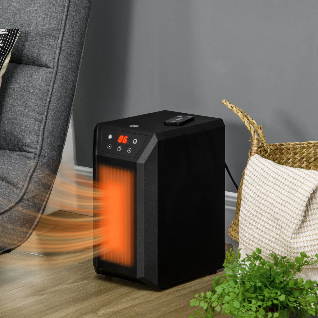 Portable Electric Space Heater 1500W Fast Heating Infrared Quartz Element Thermostat 3 Modes Remote 12h Timer