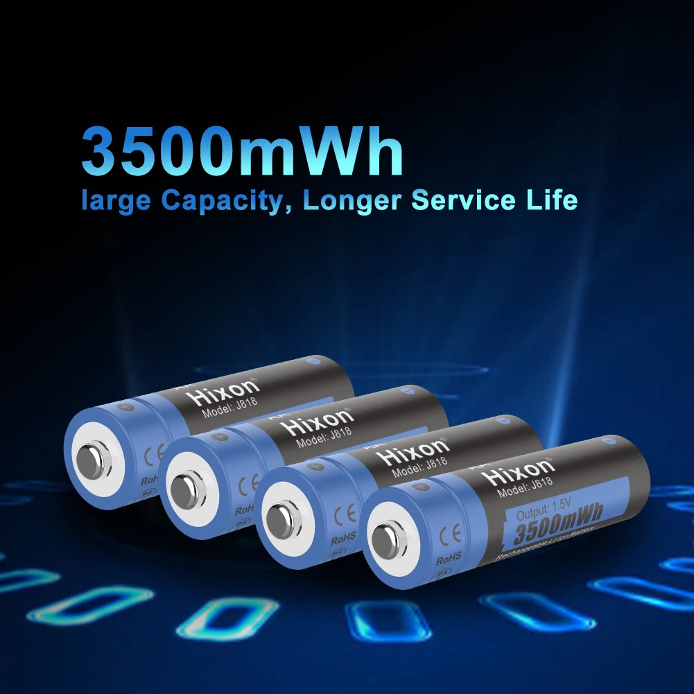 Hixon AA Li-ion Rechargeable Batteries  1.5V High Capacity of 3500mWh Super Durable, Good Energy Storage, Fast Discharge