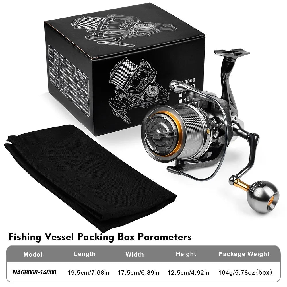 Casting Reel Fishing Reels 4.8:1 18KG Max Drag Power Ultra long throw 8000-14000S Sea Fishing Metal Spinning Metal Grip Pesca