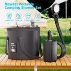 Portable Camping Shower Set Rechargeable Pump 6000mAh Outdoor Shower Kit with 20L Foldable Bag for Travel RV Garden Hiking