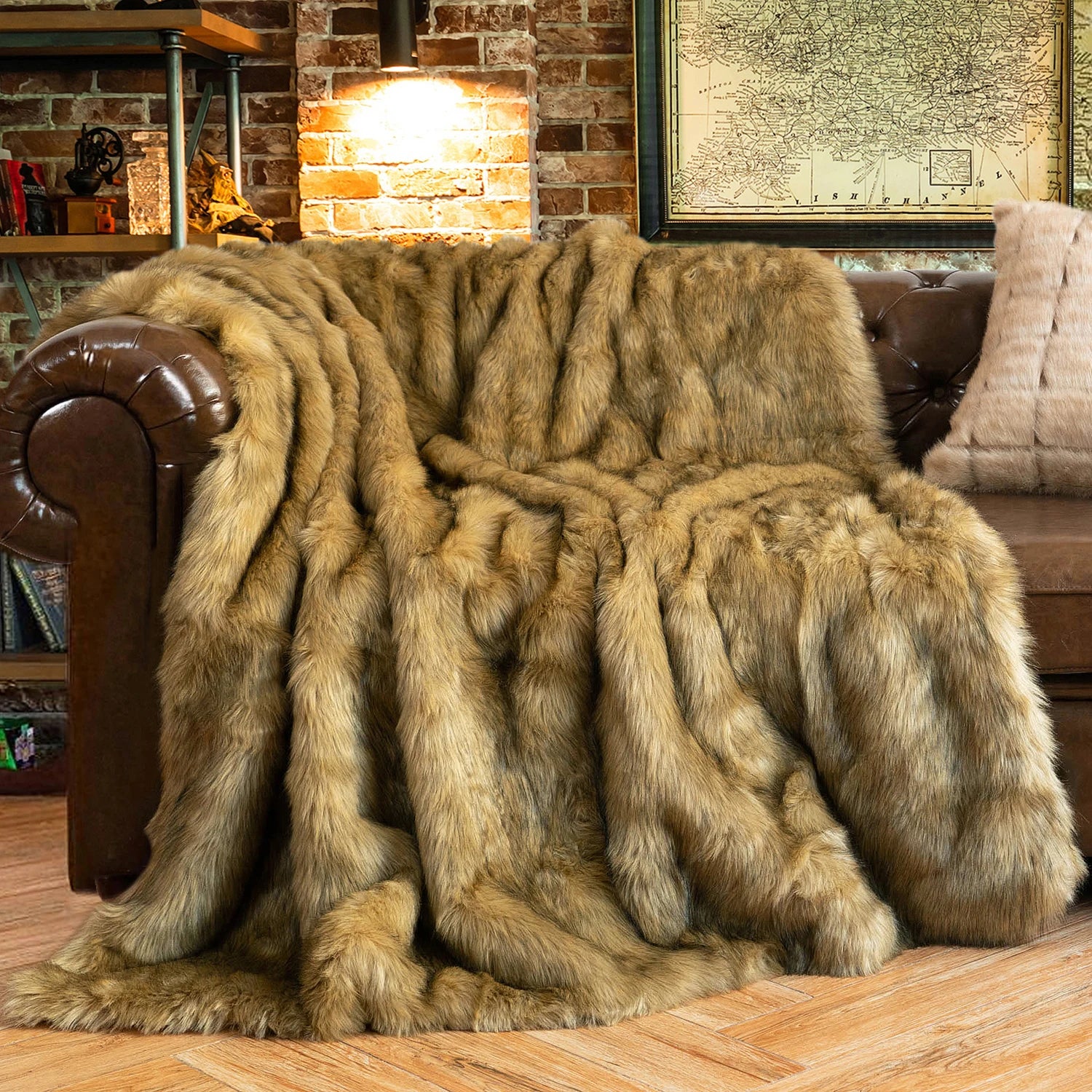 Battilo Faux Fur Throw Blanket Luxury Decorative Sofa Blankets Thick Warm Fur Blanket Soft Fluffy Plaid Throws For Bed King Size