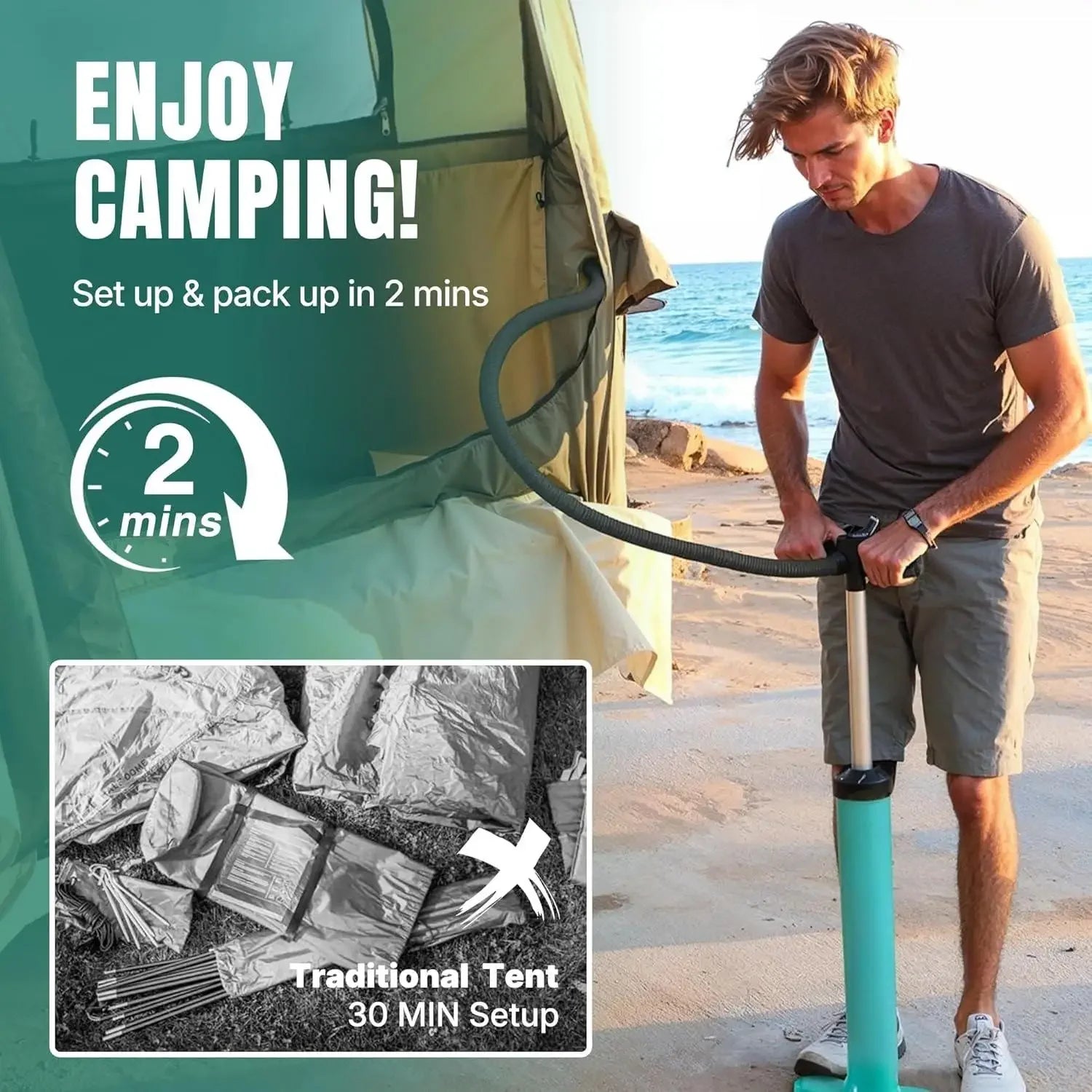 Truck Bed Tent 5.5ft-8ft for 2+1 People/Family, 2 Mins Fast Setup Inflatable Pickup Truck Tent, PU 3000mm Waterproof