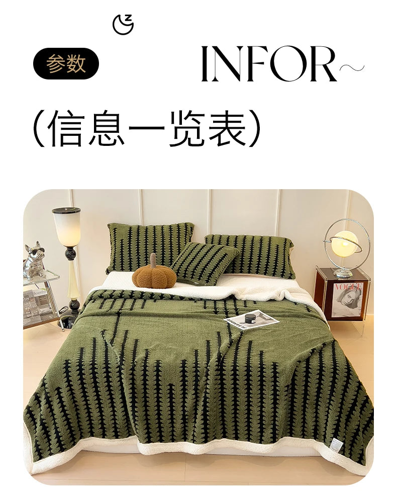 Super Thick and Warm Flannel Blanket Super Soft Fluffy Queen Size Bed Blanket Cozy Skin-friendly Multifunctional Nap Blanket