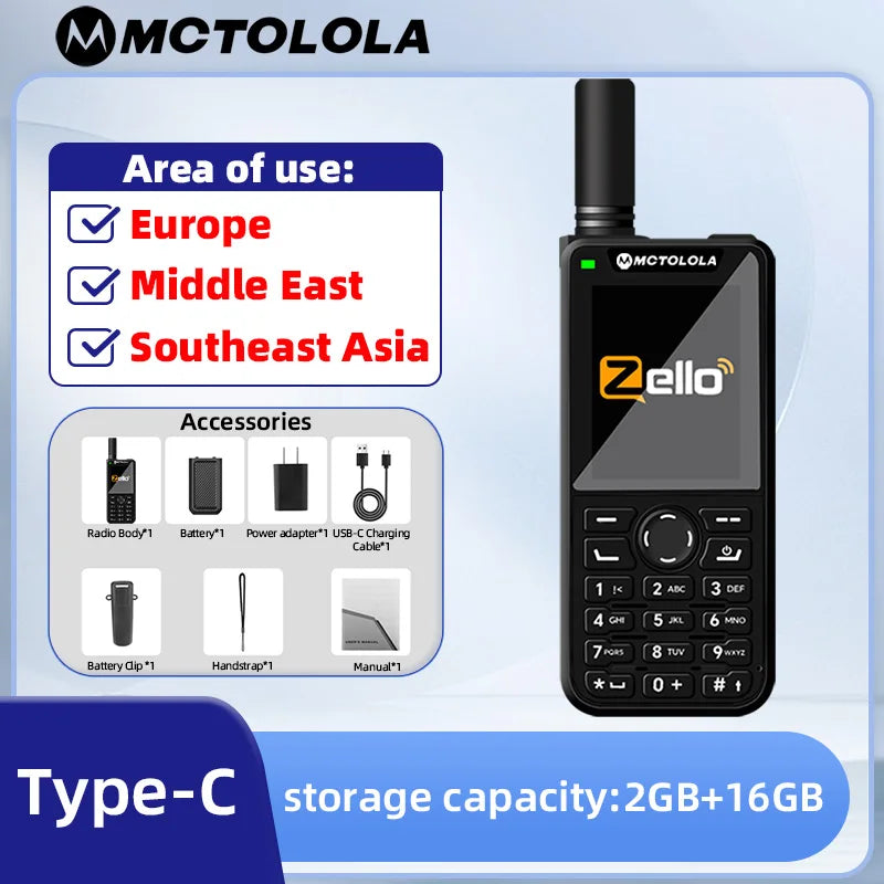 MOTOLOLA new Android 9.0 2G 3G 4G POC walkie talkie memory 2+16G 2.4-inch display Zello walkie talkie supports phone function B